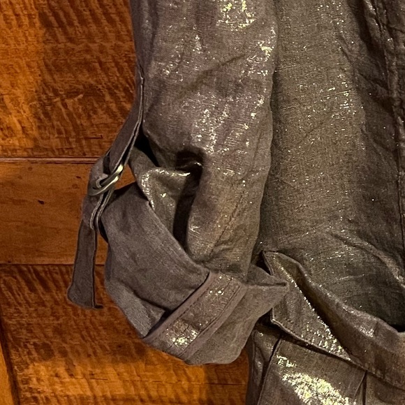 Bronze Metallic Linen Blazer | 12 Petite - Picture 12 of 16